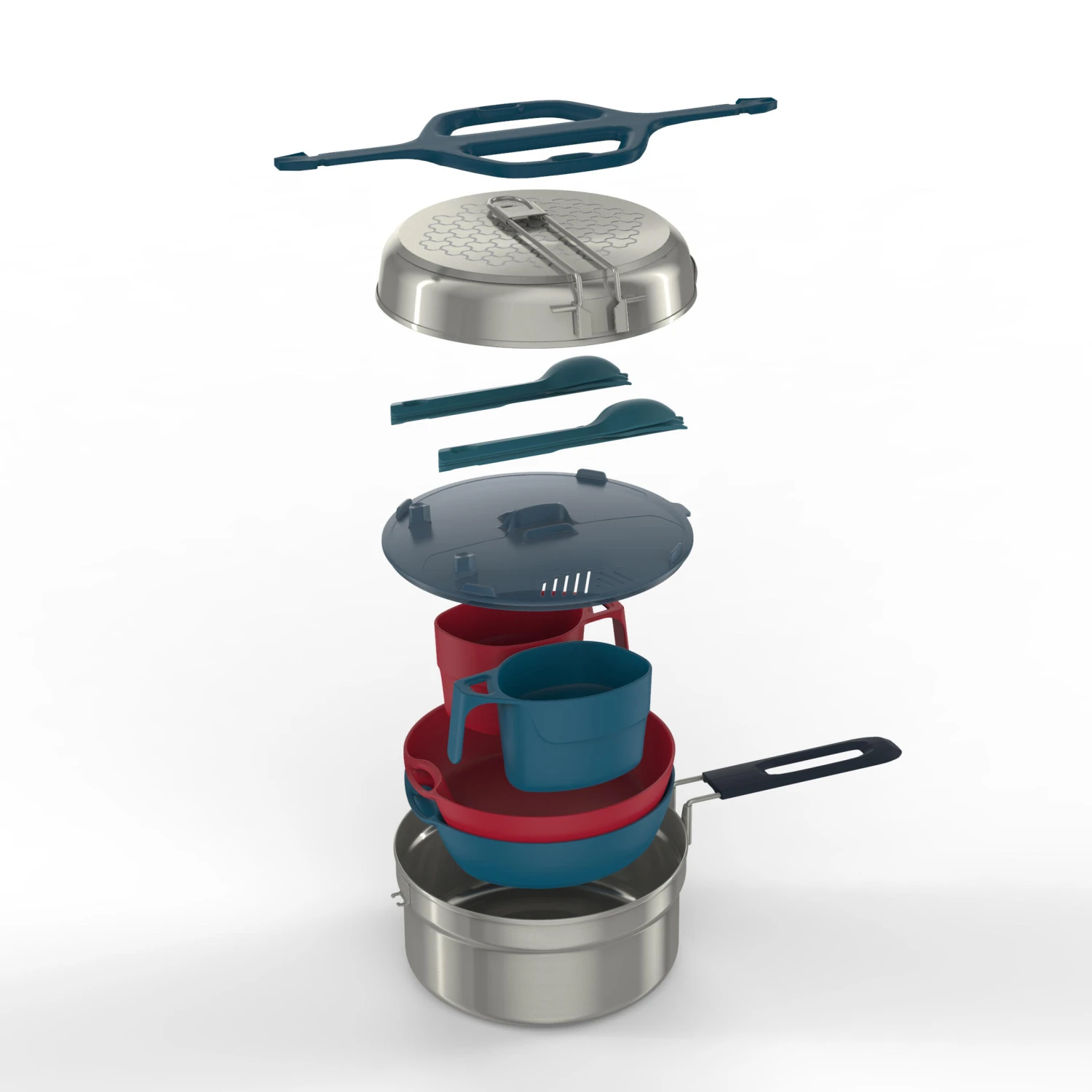 Quechua Stainless Steel Camping Cook Set 3 Quechua Stainless Steel Camping Cook Set