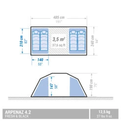 Quechua 4 Man Blackout Tent With Poles - Arpenaz 4.2 F&B -Default Template 2 kde6e6c781c7bb70dac0eeeba1a5ae92a
